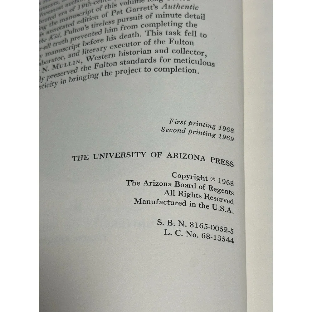 Fulton's History of the Lincoln County War by Robert Mullin (Hardcover, 1969)